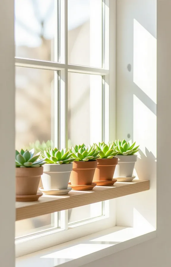 Eye-level medium shot narrow wooden shelf mounted inside