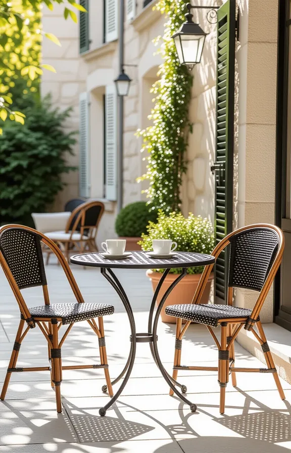 Wide shot small patio with two classic French