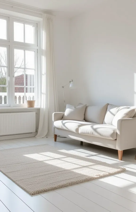 wide whitewashed oak floorboards running through small bright