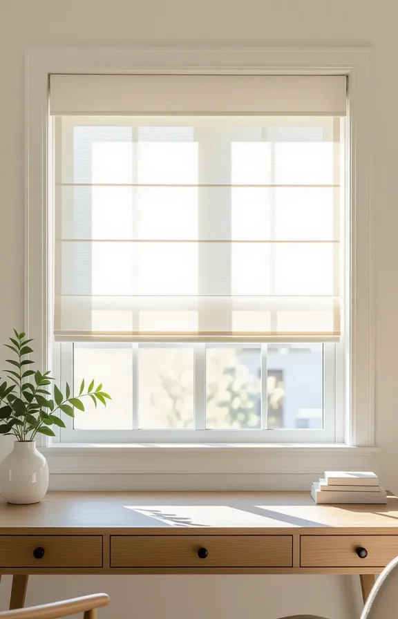 Medium shot window fitted with off-white linen blend