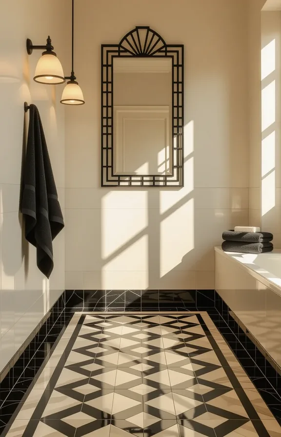 3/4 view graphic black and cream Art Deco