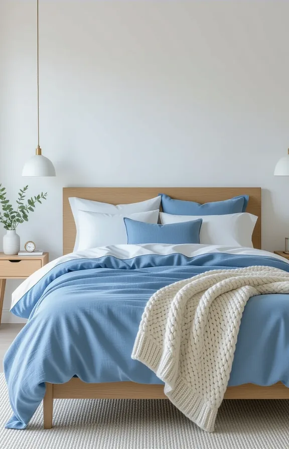 Medium shot bed dressed crisp white and soft