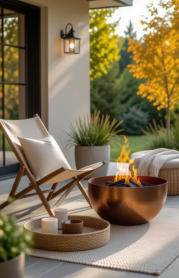 Medium shot outdoor patio setting with simple canvas