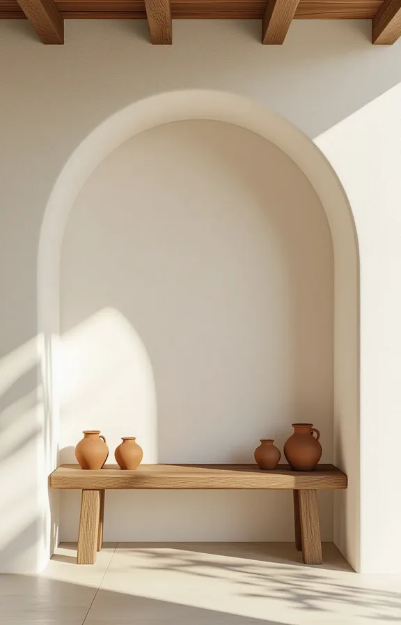 Medium shot alcove with curved adobe-style archway painted