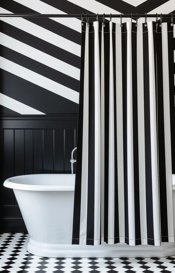 3/4 view bathtub with black painted wall behind