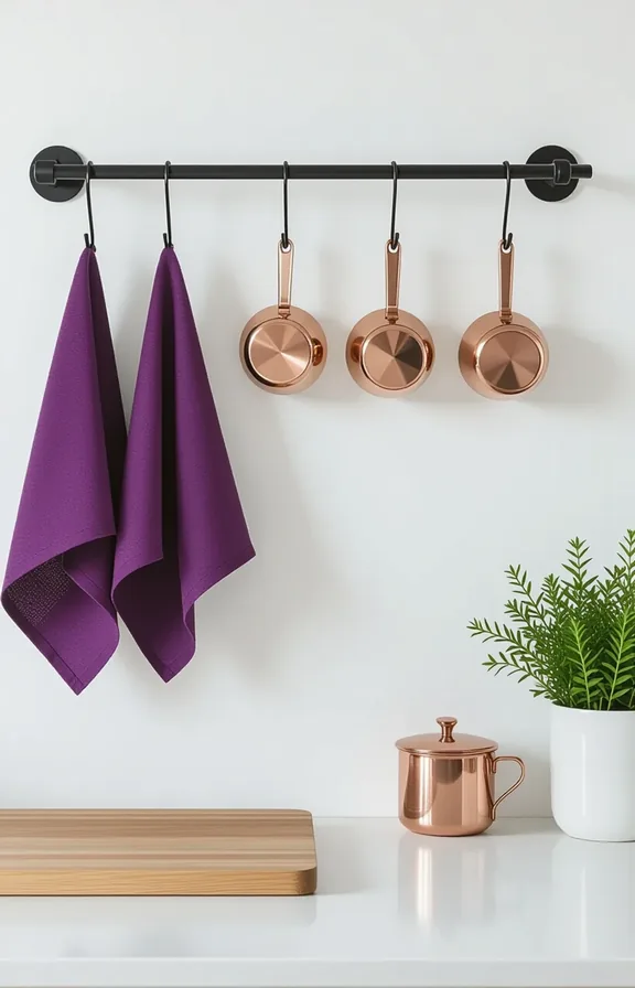 medium shot plain white kitchen wall. thin black