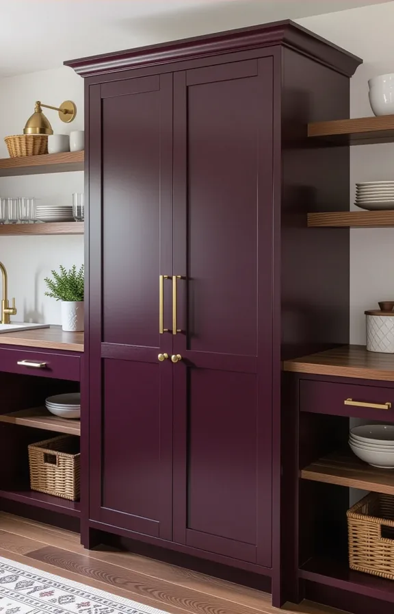 3/4 view freestanding floor-to-ceiling cabinet unit. The cabinet's