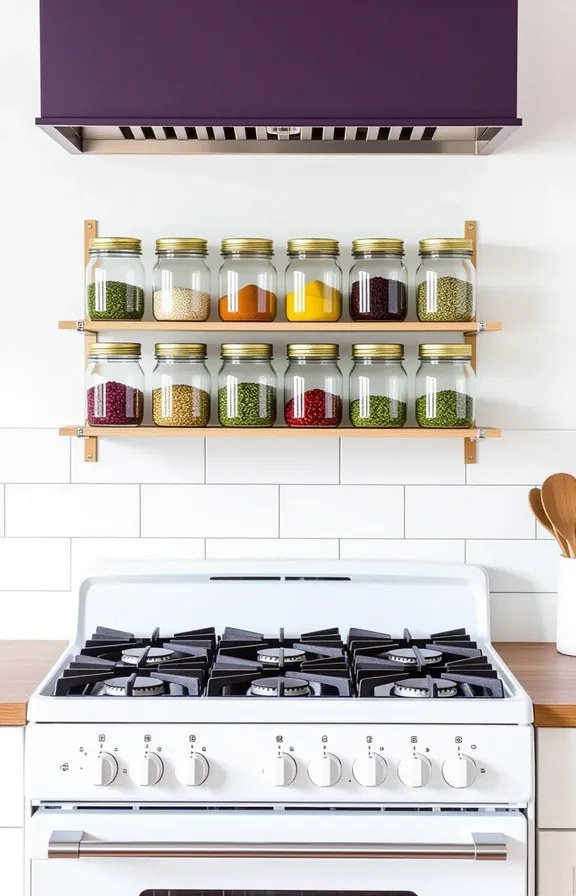 plain white kitchen wall next the stove. grid