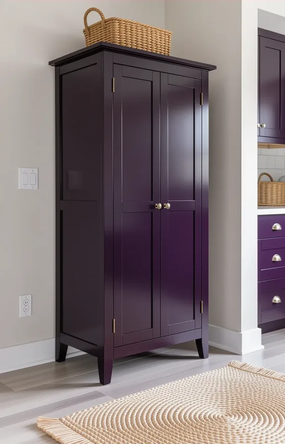 slim freestanding pantry cupboard. Its entire exterior painted