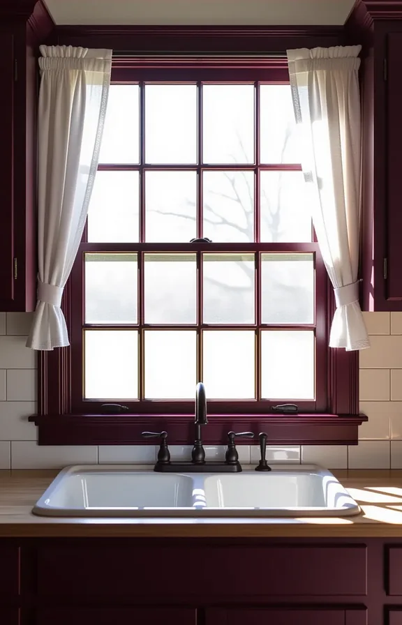 wide shot kitchen window over sink. The interior
