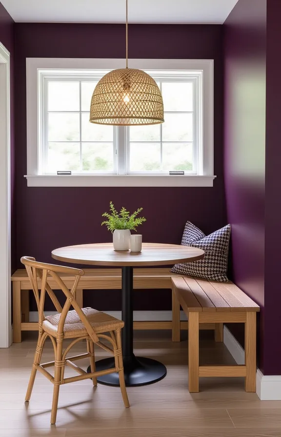 3/4 view small dining nook kitchen corner. The