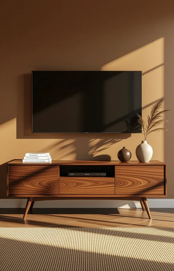 medium shot eye-level view living room with brown-painted