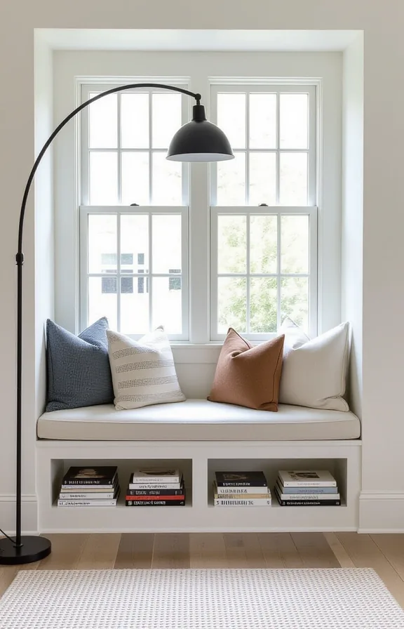 built-in window seat with thick custom-cut foam cushion