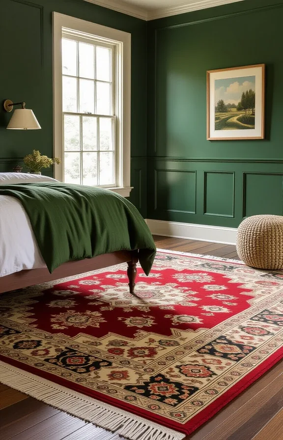 Wide shot the floor bedroom with dark moss