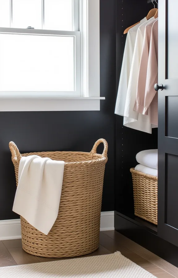 3/4 view bedroom corner with dark charcoal painted