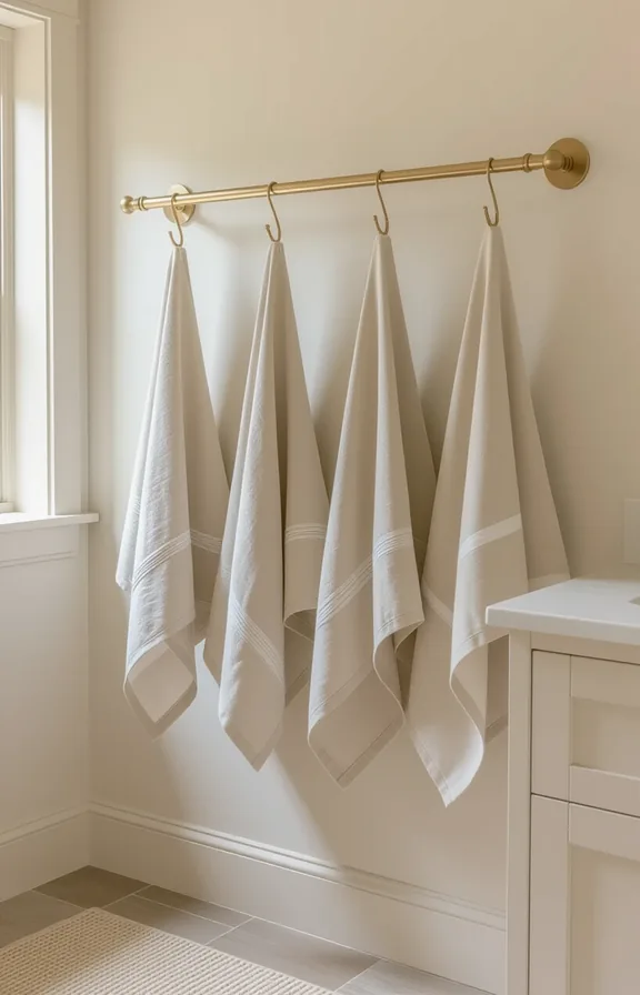 3/4 view medium shot three hemmed linen apron