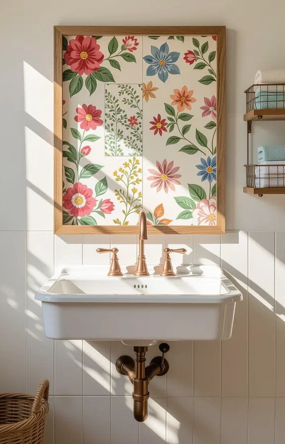 detailed medium shot focusing laundry sink wall. artistic