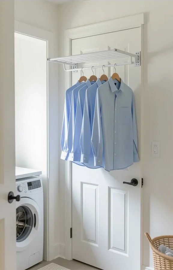 Medium 3/4 view white wall-mounted fold-down drying rack
