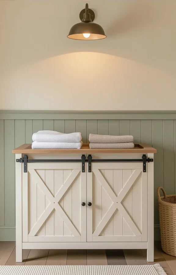 Medium shot freestanding cabinet with sliding barn-style door