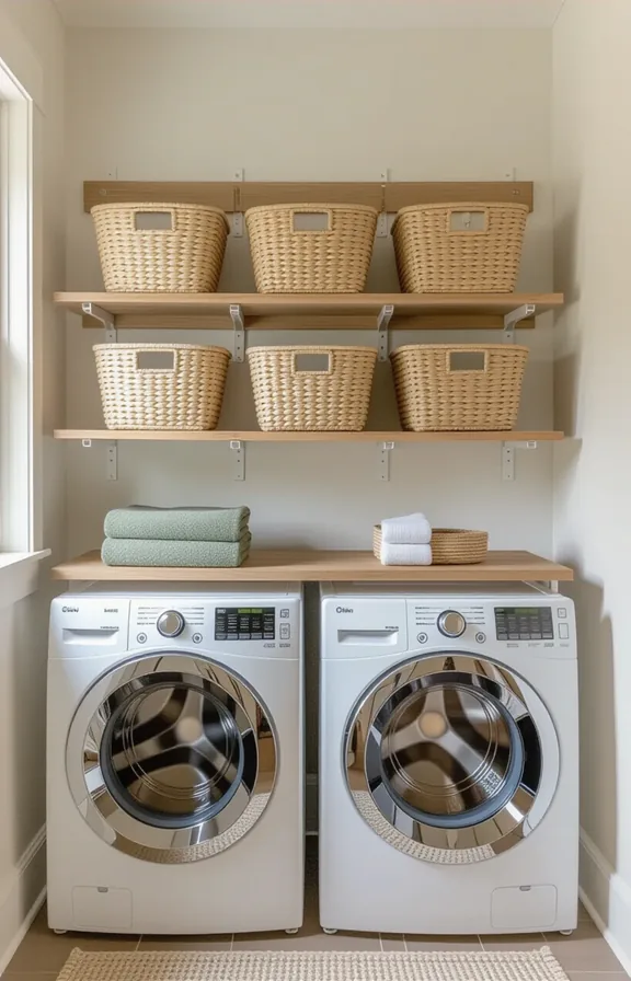 3/4 view grid shallow woven natural fiber baskets