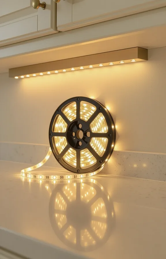 3/4 view flexible battery-operated LED light strip with