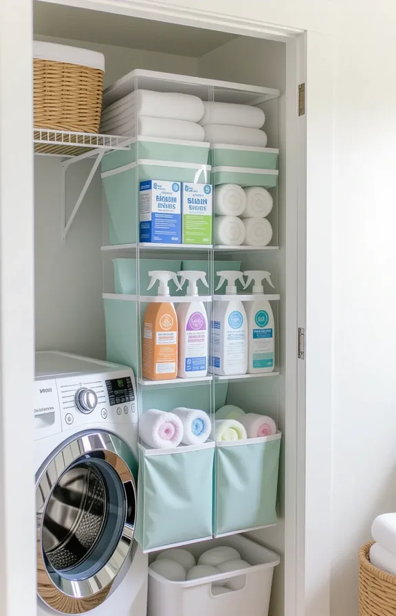 Medium shot eye-level clear plastic over-the-door organizer with