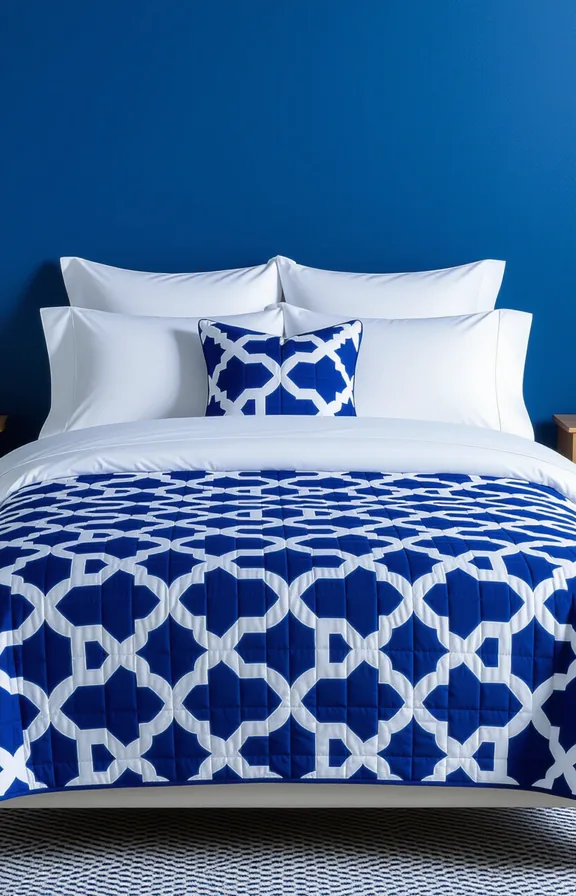 medium shot eye-level view neatly made bed. The