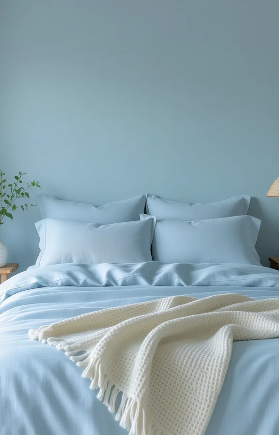 medium shot eye-level view neatly made bed. The