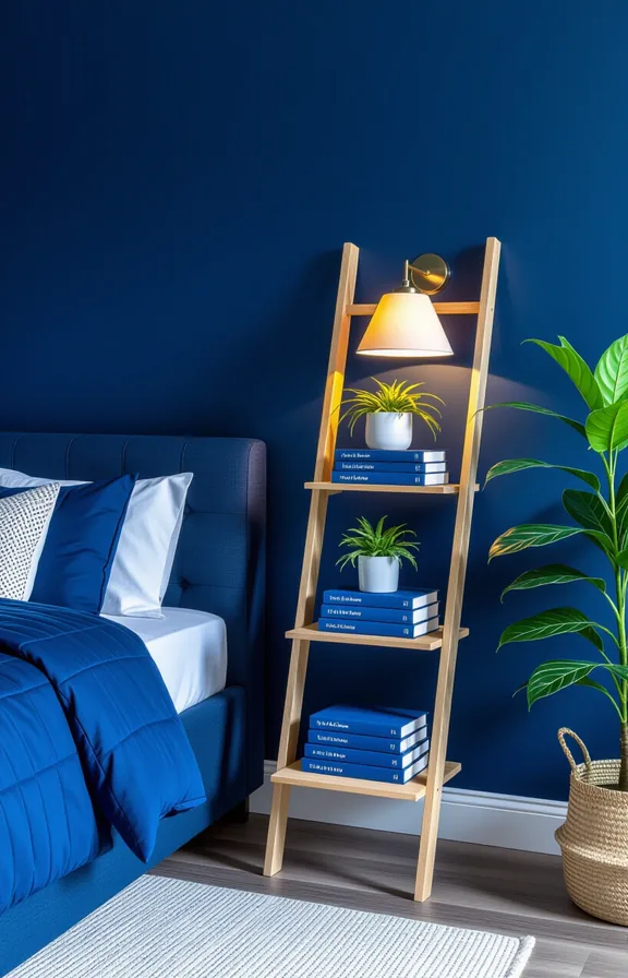 medium shot 3/4 view bedroom reading nook. The