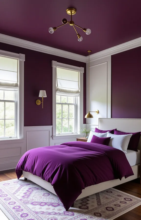 Three-quarter view bedroom looking upward show ceiling painted