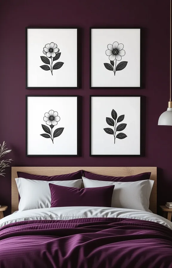 series framed botanical prints black and white hanging