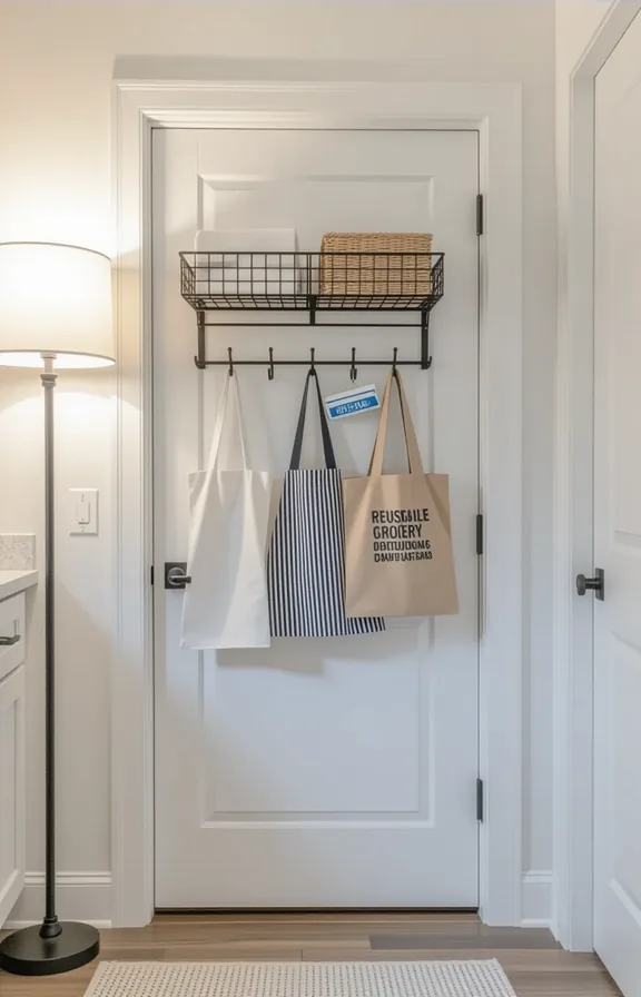medium shot the back laundry room door with