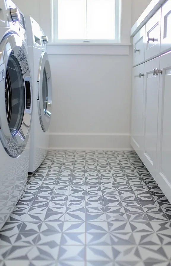 medium shot small laundry room floor with white
