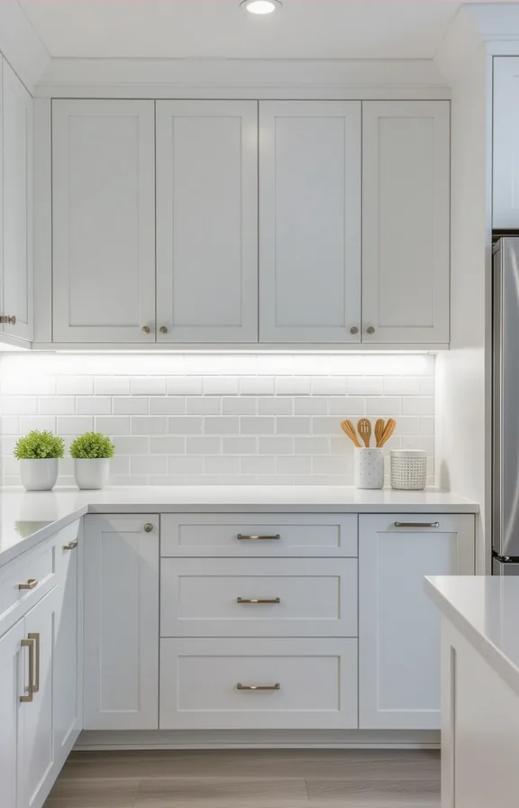 Eye-level view removable peel-and-stick subway tile kitchen backsplash.