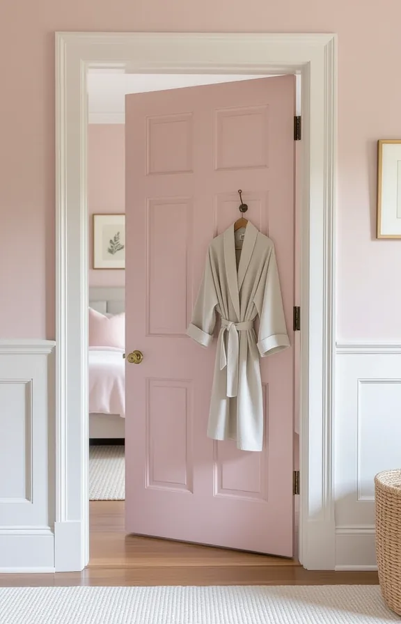 medium shot eye-level view bedroom doorway. classic panel