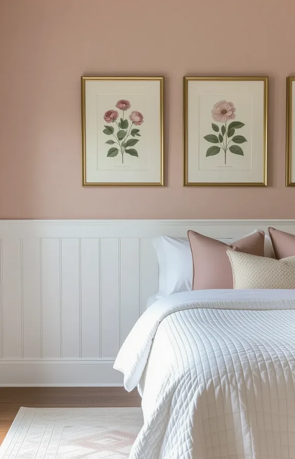 medium shot 3/4 view bedroom wall. Traditional white